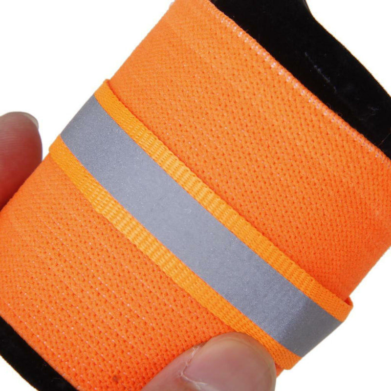 2x Orange Elastic Pet Dog Leg Bands Knee Protector With Reflective Strips L