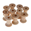 10-Pack Wooden Empty Thread Spools Classic Bobbin DIY Sewing Notions 28x21mm