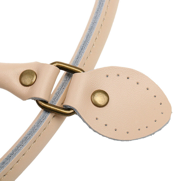 4 Pieces Leather Bag / Single Shoulder Strap Handles Beige + Black Straps