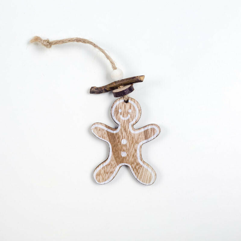 1 Set 6Pcs Christmas Tree Decorations Ornaments Hemp Rope Wooden Printing O H6J1