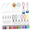 146pcs Leather Tassel Keychain Charms Jump Rings Acrylic Keyrings Blanks Crafts