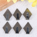 6Pcs Stainless steel adhesive door hook kitchen wall hanging towels bathroom JR