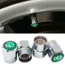 4X Nitrogen N2 Auto Car Valve Stem Cap/Caps Wheel Tire Chrome Sliver Univer U8K2