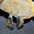 Women's Natural Volcanic Rock Amber Hanging Earrings Ring Fashion Jewelry G L0U2
