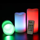 3pc LED Flameless Candles  Pillar 12 Color Changing w/ Remote Glow Wedding G_