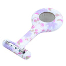 Rose red white flower pattern Silicone Nurses Brooch Tunic Fob Pocket Watch