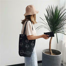2pcs/set Canvas Pen Bag Print Shoulder Bucket Bags Women Black Clutch Handbag