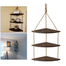 Swing Rope Floating Shelf 3 Tier Hanging Rope Shelf Wood Wall Floating Shelves
