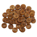 50 PC Brown Wood Sewing Buttons Scrapbooking 4 Holes Round 25mm Dia UK