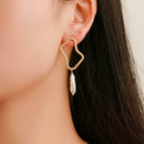 Pearls Dangle Ear Stud Women Geometric Hollowed Drop Earrings Alloy Jewelry