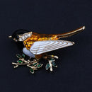 Rhinestone Enamel Oriole Bird Brooches Men Women's Alloy Bird Branch Brooch M4J9