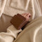 Women Solid Mini Wrist Bag Leather Purse Wristlet Clutch Handbag (Coffee)