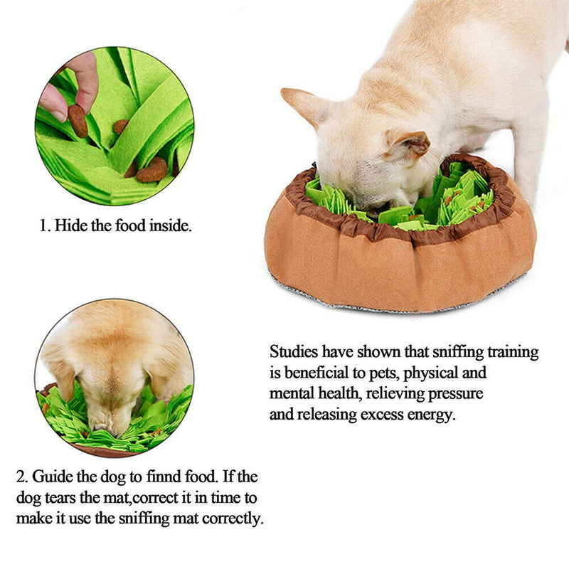 Pet Snuffle Mat, Slow Eat Bowl Nosework Training Foraging for Dogs (Green) A