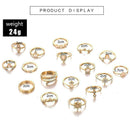 17 Pcs/set Boho Style Rings Set Delicate Crown Star Drop Water Triangle Rin G2Q2