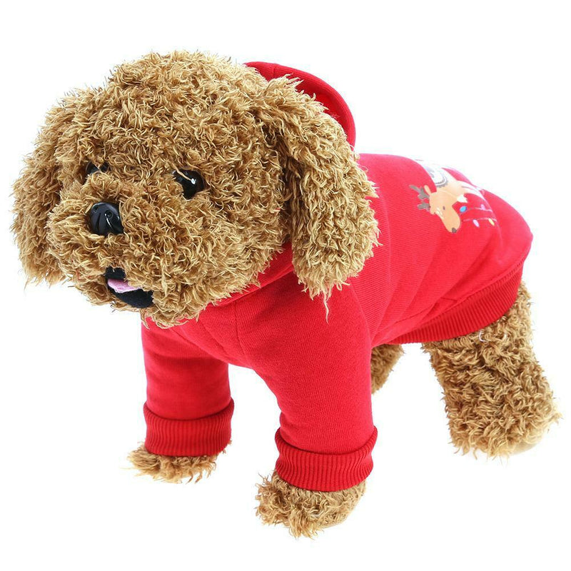 Pet dog print Santa Claus clothes Christmas autumn and winter clothes S