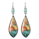 Long Opal Turquoise Dangle Drop Earrings Ear Studs Hook Earrings Women Jewelry F