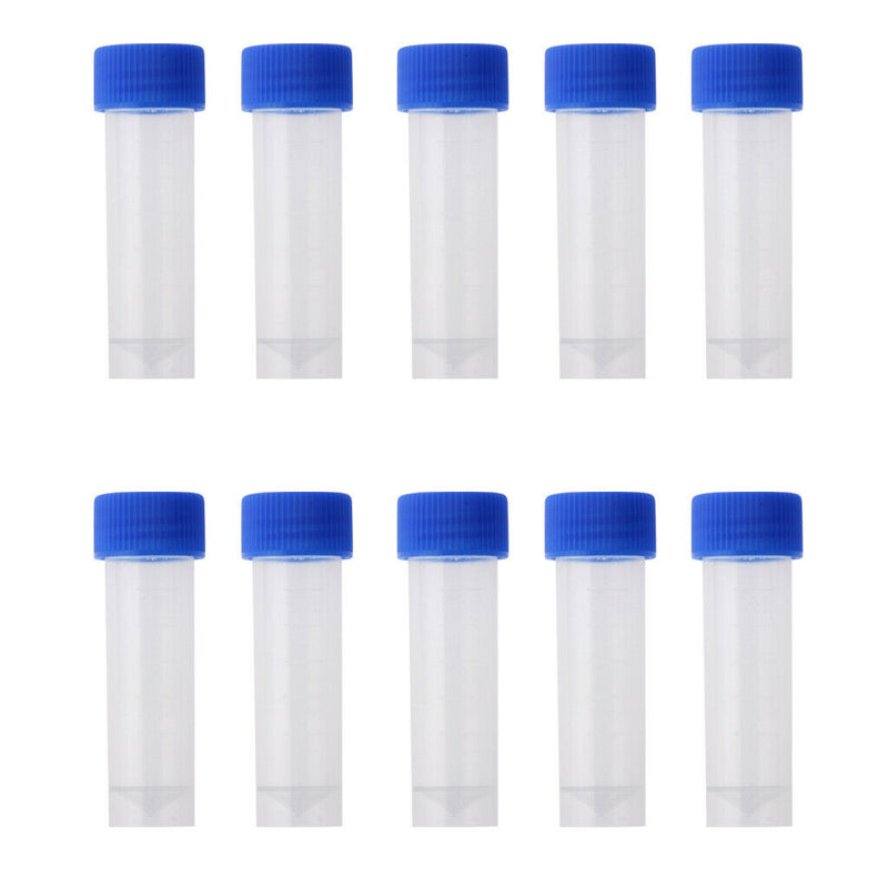 10pcs 5ml Graduated Cryovial Test Tube Sample Vial w/ Screw Cap