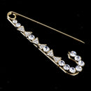 Golden Crystal Rhinestone Bowknot Hat Clothes Scarf Shawl Safety Pin Brooch