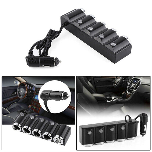 Car Dual USB One For Four Belt Switch Car Cigarette Lighter Charger Double NTC