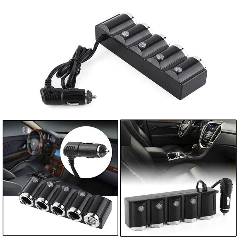 Car Dual USB One For Four Belt Switch Car Cigarette Lighter Charger Double NTC
