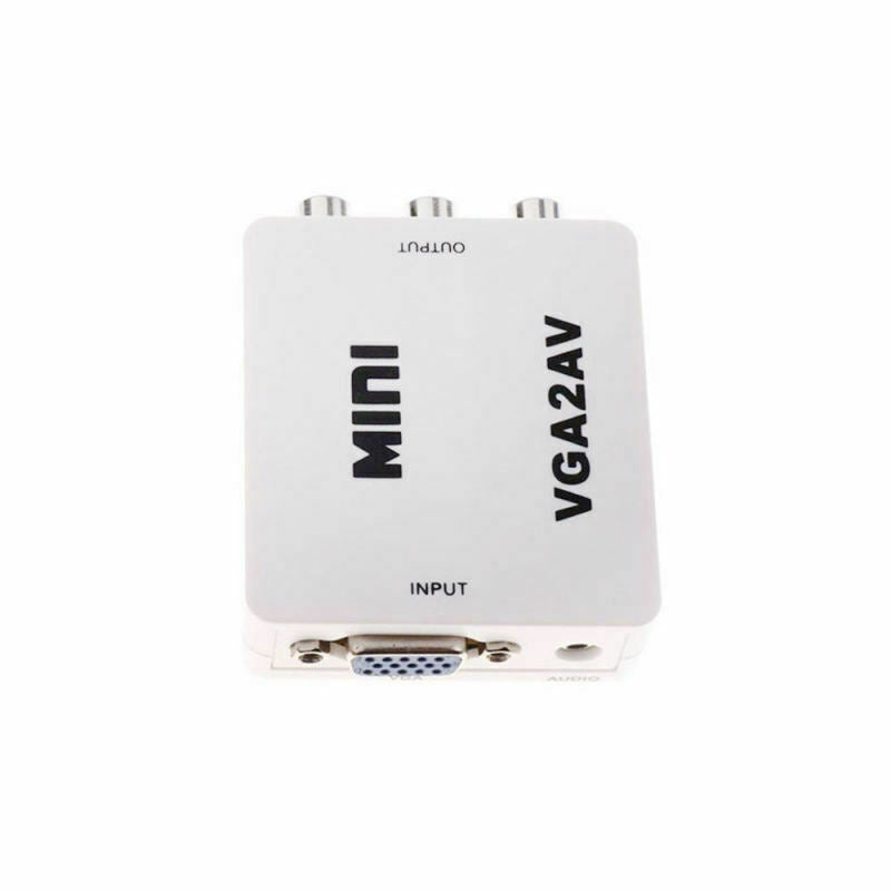 VGA to AV RCA Composite Converter Adapter Box with Audio PC to TV White
