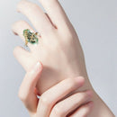 US 8 Dragonfly Green Ring For Women Jewelry Olive Green Stone Rings Cubic R