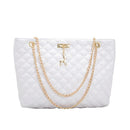 Fashion Leather Handbag Women Large Top-handle Bags Shopping Tote (White)