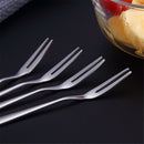 6pcs creative stainless steel fruit sign two tooth fork cake dessert fork FT