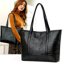 Retro Crocodile Leather Women Handbag Large Capacity Shoulder Shopping Bag