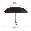 Rose Folding Reverse Umbrella Double Layer Inverted Windproof Rain Car Umbr
