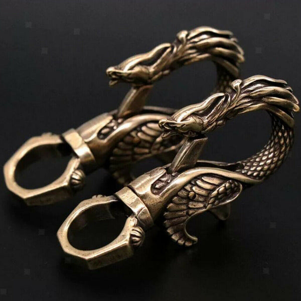Retro Brass Keychain Dragon Shape Carabiner Keychain
