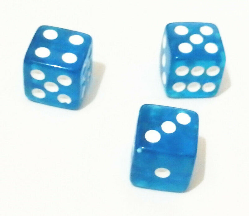 10pcs Six Sided Transparent 16mm Transparent sky blue Square Dice Right angle