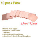 10 pcs 15mmx15mm 1.0mm Heatsink Copper Shim Thermal Pads for Laptop