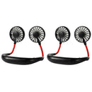 2pcs USB Neckband Cooling Fan 3-Speed Silent Outdoor Sports Mini Fan Black