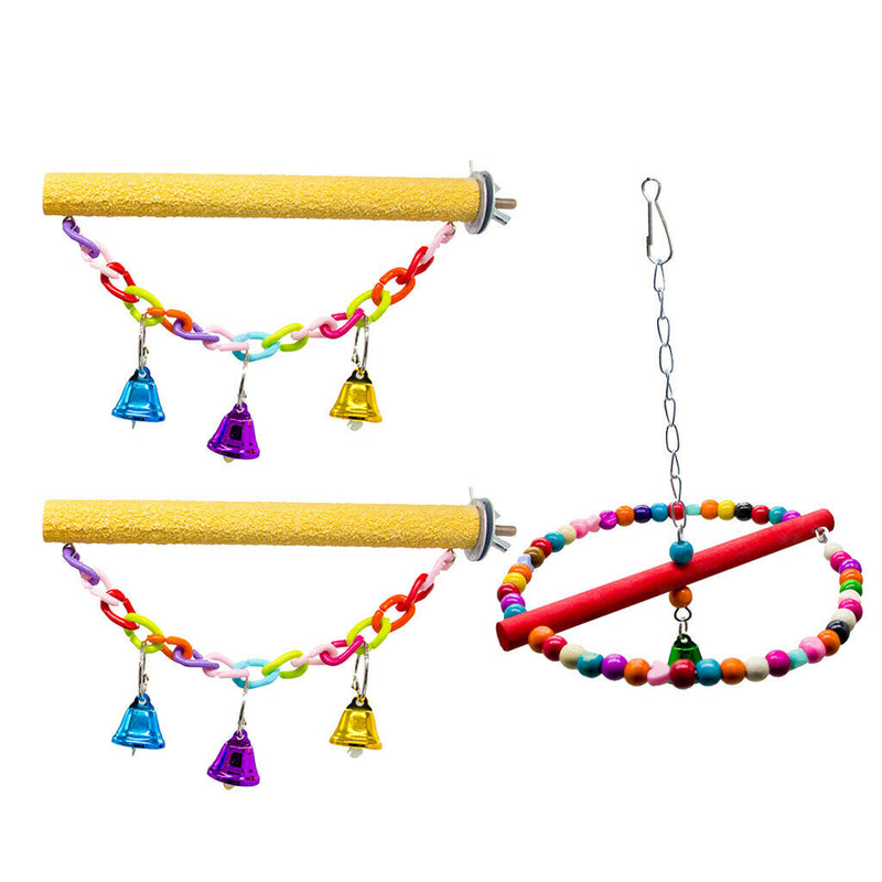 3 Pcs Bird Cage Hanging Swing Pet Parrot Parrot Climb Chew Toys for Pet Birds