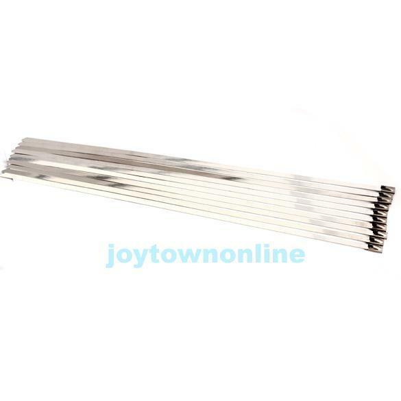 100PCS 300x4.6mm Stainless Steel Exhaust Wrap Coated Locking Cable Zip Ties