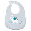 Cartoon Silicone Kids Bib Waterproof Baby Feeding Adjustable Apron (Grey) A
