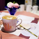 Mr Mrs Coffee Mugs Set, Ceramic Marble 15Oz Coffee Cup With Lids And Spoon  Z9C8
