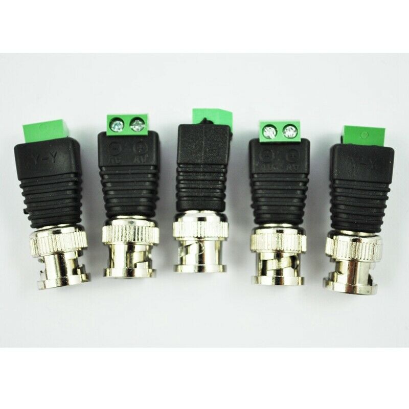 5Pcs Coax CAT5 To CCTV Coaxial Camera BNC Male Video Balun Connector F2V8