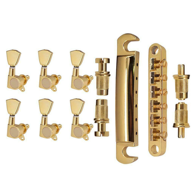 Electric Guitar Roller Saddle Tailpiece & 6R Tuner for Les Paul EPI Tune Or