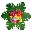 30pcs Artificial Tropical Palm Leaves & 24 pcs Hibiscus Flower Hawaiian Jun U7F1