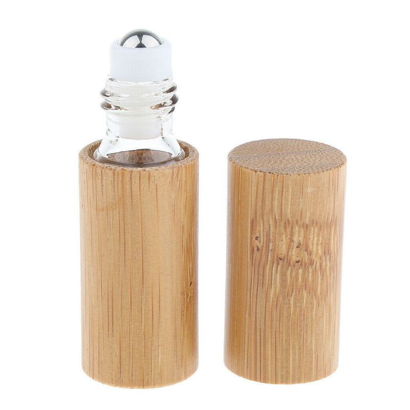 5ml Roller Bottle, Bamboo Essential Oil Roll On Container Rollerball Vial Empty