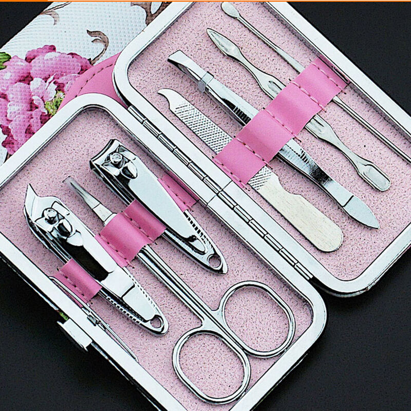 Nail Care 7pcs Cutter Cuticle Clipper Manicure Pedicure Kit Case Gift Set mt Gw