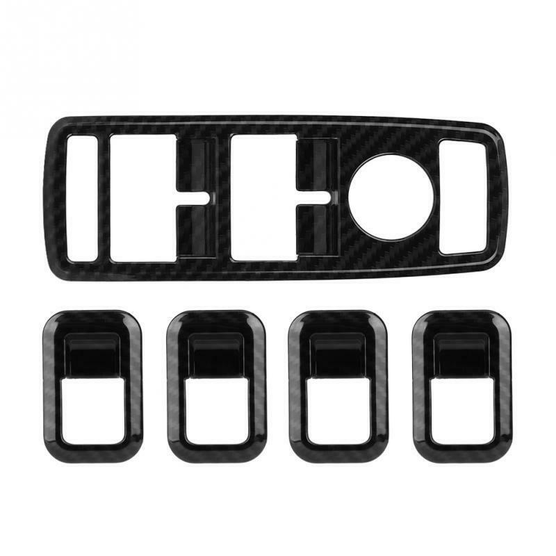 5Pcs Car Auto Carbon Fiber Window Switch Button Trim Cover Frame For Merced