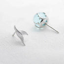 Mermaid Bubble Studs Earrings Blue Seaweed Cushion Fishtail Earring for Wom D9L4