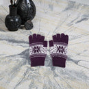 Warm Winter Touchscreen Gloves Ladies Knit Wool Gloves Purple