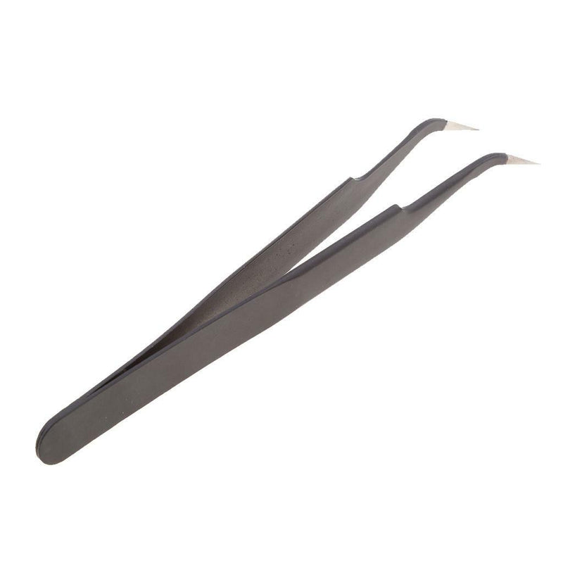 2 Pieces Matte Non-slip X Type Pointed Straight Curved Tweezers Repair Tool