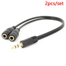 2x 3.5Mm Audio Splitter Y Cable Headphone Adapter 1 Male Jack To 2 Dual Femal JR