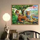 5D DIY Full Drill Diamond Painting Tiger Family Cross Stitch Embroidery Kit
