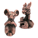 2Pcs Copper Chinese Twelve Zodiac Incense Stick Stand Burner Rat &Dragon